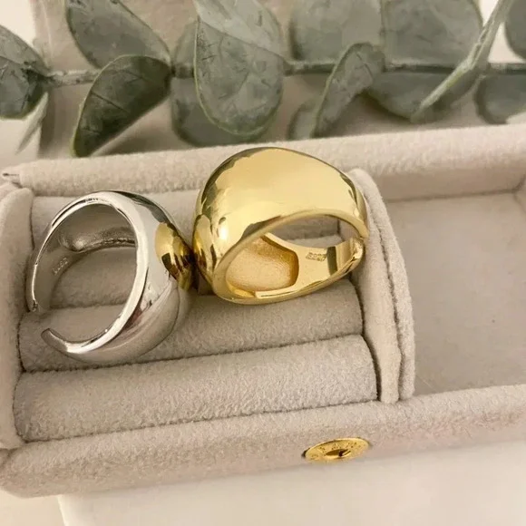 925 Sterling Silver Chunky Ring Thick Dome Ring Silver Statement Ring Bold Ring - Picture 6 of 7